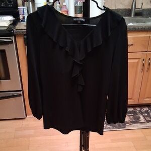 Adrianna Papell Black Ruffle Blouse